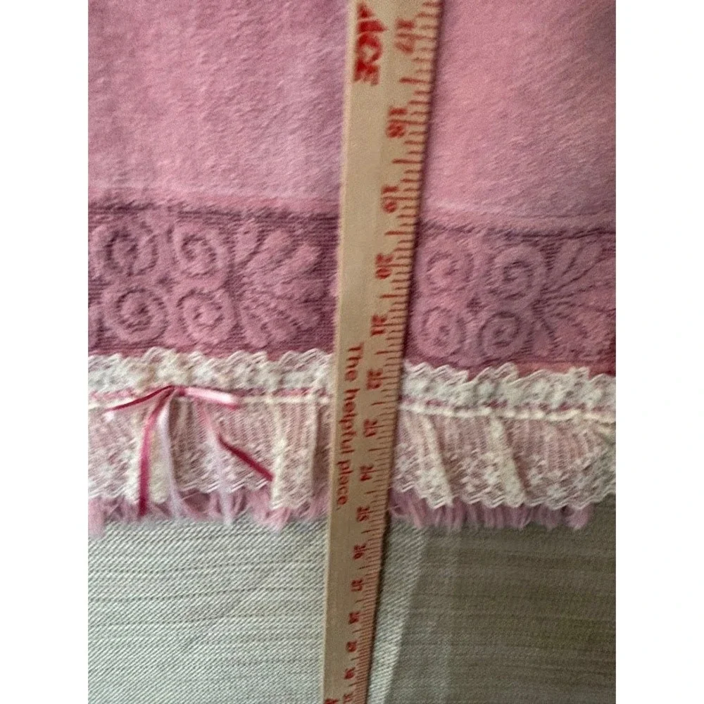 Vintage Cannon Santa Cruz Pink Hand Towel Lace Ribbon Modified Cottagecore USA